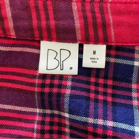 Bp Brass Plum Nordstrom Red Plaid Button Down Shirt Women M Medium - Picture 5 of 6